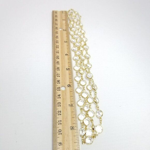 Vintage Swarovski Clear Crystal and Gold Tone Bezel Set Chain Link Necklace - Picture 5 of 7